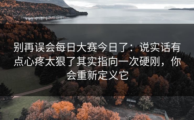 别再误会每日大赛今日了：说实话有点心疼太狠了其实指向一次硬刚，你会重新定义它