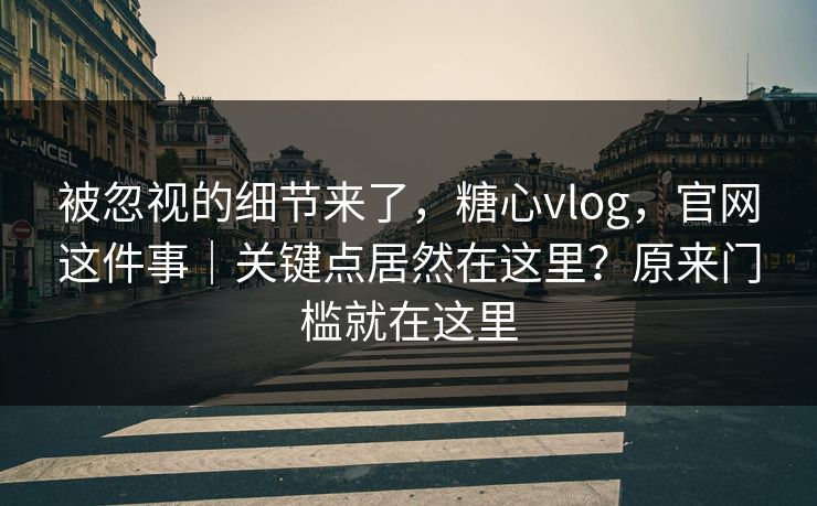 被忽视的细节来了，糖心vlog，官网这件事｜关键点居然在这里？原来门槛就在这里