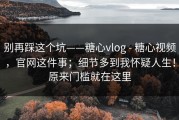 别再踩这个坑——糖心vlog - 糖心视频，官网这件事；细节多到我怀疑人生！原来门槛就在这里