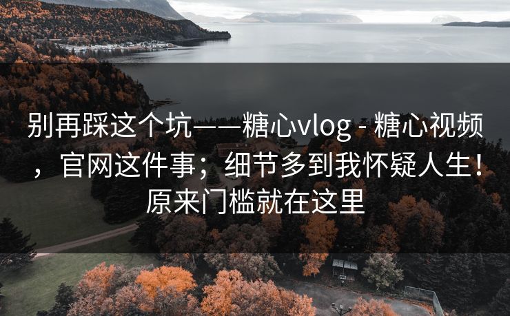 别再踩这个坑——糖心vlog - 糖心视频，官网这件事；细节多到我怀疑人生！原来门槛就在这里