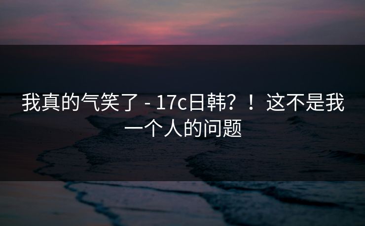 我真的气笑了 - 17c日韩？！这不是我一个人的问题
