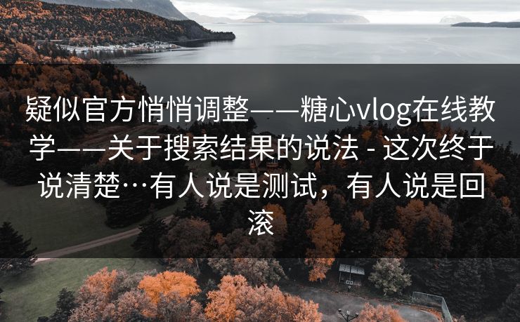疑似官方悄悄调整——糖心vlog在线教学——关于搜索结果的说法 - 这次终于说清楚…有人说是测试，有人说是回滚