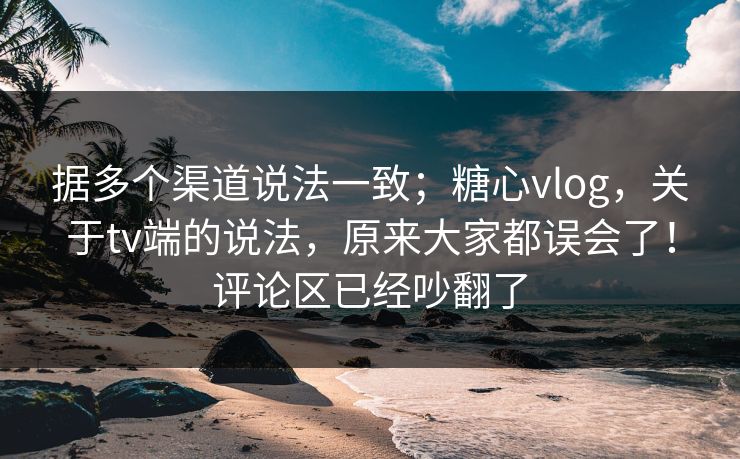 据多个渠道说法一致;糖心vlog,关于tv端的说法,原来大家都误会了!评论区已经吵翻了 据多个渠道说法一致;糖心vlog,关于tv端的说法,原来大家都误会了!评论区已经吵翻了